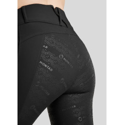 Legging de Equitação Michelle com logo e full grip feminino Preto / ouro rosa