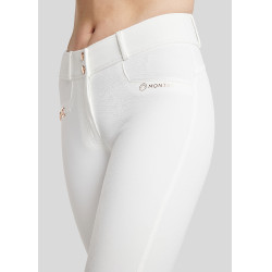 Calça de Montar Molly Yati feminina cintura alta Branco / ouro rosa