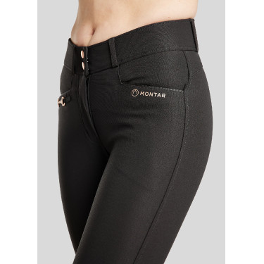 Calça de Montar Molly Yati feminina cintura alta full grip Preto / ouro rosa