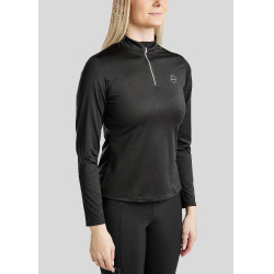 Polo de competição Montar Everly logo de cristal mangas compridas feminino Preto