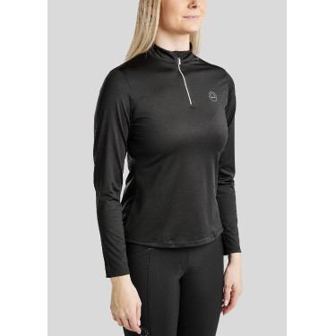 Polo de equitação Everly infantil de mangas compridas Preto