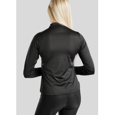 Polo de equitação Everly infantil de mangas compridas Preto