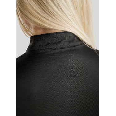 Polo de Equitação Everly Mon Tech feminino de mangas curtas rosa dourado Preto