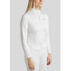 Polo de Equitação Everly Mon Tech feminino de mangas compridas rose gold Branco
