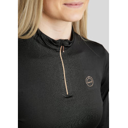 Polo de Equitação Everly Mon Tech feminino de mangas compridas rose gold Preto
