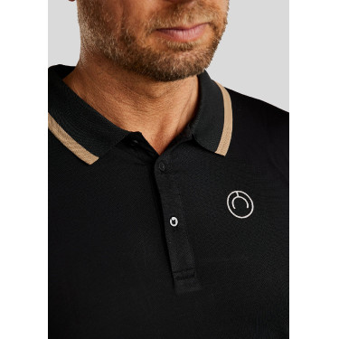 Polo de montar MoDrake masculino com gola contrastante e mangas compridas Polo de montar MoDrake masculino com gola contrastante e mangas compridas
