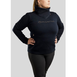Suéter Montar Naja com zíper no pescoço cristal rose gold Curve feminino Marinho Azul-marinho