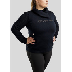 Suéter Montar Naja com zíper no pescoço cristal rose gold Curve feminino Marinho Azul-marinho