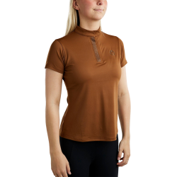 Camiseta de treino Montar MoBriella com cristais gun metal feminina