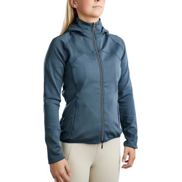Casaco softshell com fecho completo Montar MoBlair capuz removível cristais gun metal feminino Ardósia escura Cinzento