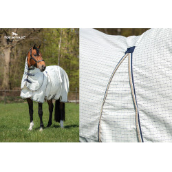 Capa anti-moscas Horseware Rambo Optimo Supreme Summer Sheet Plus CarreauxMarine / gris orage / argent Motivos