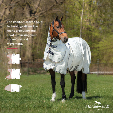 Capa anti-moscas Horseware Rambo Optimo Supreme Summer Sheet Plus CarreauxMarine / gris orage / argent Capa anti-moscas Horseware Rambo Optimo Supreme Summer Sheet Plus CarreauxMarine / gris orage / argent
