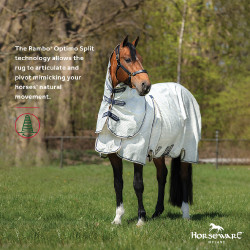 Capa anti-moscas Horseware Rambo Optimo Supreme Summer Sheet Plus CarreauxMarine / gris orage / argent Motivos