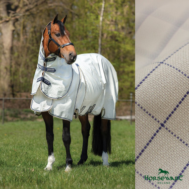 Capa anti-moscas Horseware Rambo Optimo Supreme Summer Sheet Plus CarreauxMarine / gris orage / argent Capa anti-moscas Horseware Rambo Optimo Supreme Summer Sheet Plus CarreauxMarine / gris orage / argent