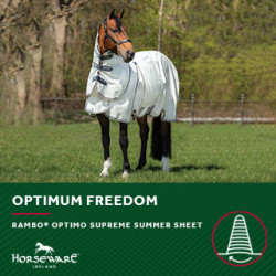 Capa anti-moscas Horseware Rambo Optimo Supreme Summer Sheet Plus CarreauxMarine / gris orage / argent Motivos