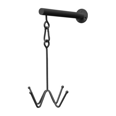 Suporte para cabeçada Grooming Deluxe 4 ganchos fixação na parede Preto