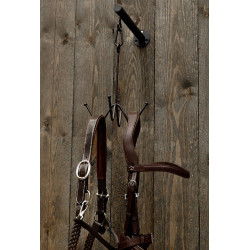 Suporte para cabeçada Grooming Deluxe 4 ganchos fixação na parede Preto Suporte para cabeçada Grooming Deluxe 4 ganchos fixação na parede Preto