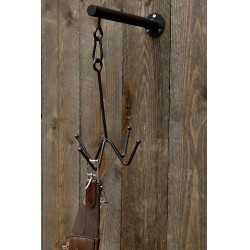 Suporte para cabeçada Grooming Deluxe 4 ganchos fixação na parede Preto Suporte para cabeçada Grooming Deluxe 4 ganchos fixação na parede Preto