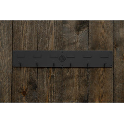 Suporte para cabeçada Grooming Deluxe com 6 ganchos e porta-nome Preto Suporte para cabeçada Grooming Deluxe com 6 ganchos e porta-nome Preto