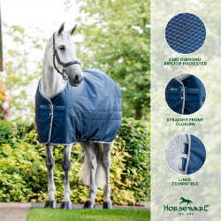 Cobertura de estábulo Horseware Ionic Therapy 50g Bleu imperial / argent /Marine Azul Cobertura de estábulo Horseware Ionic Therapy 50g Bleu imperial / argent /Marine Azul