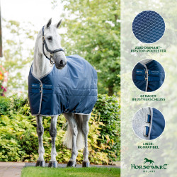Cobertura de estábulo Horseware Ionic Therapy 50g Bleu imperial / argent /Marine Azul Cobertura de estábulo Horseware Ionic Therapy 50g Bleu imperial / argent /Marine Azul