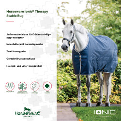 Cobertura de estábulo Horseware Ionic Therapy 50g Bleu imperial / argent /Marine Azul Cobertura de estábulo Horseware Ionic Therapy 50g Bleu imperial / argent /Marine Azul