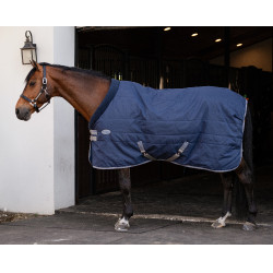 Cobertura de estábulo Horseware Rhino 100g Preto / cinza titânio / azul clássico Cobertura de estábulo Horseware Rhino 100g Preto / cinza titânio / azul clássico