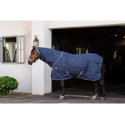 Cobertura de estábulo Horseware Rhino 100g Preto / cinza titânio / azul clássico Cobertura de estábulo Horseware Rhino 100g Preto / cinza titânio / azul clássico