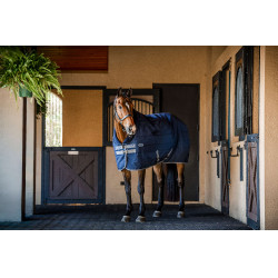 Cobertura de estábulo Horseware Rhino 100g Preto / cinza titânio / azul clássico Cobertura de estábulo Horseware Rhino 100g Preto / cinza titânio / azul clássico