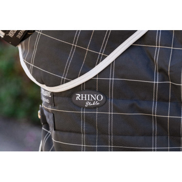 Cobertura de estábulo Horseware Rhino 350g VL Preto / xadrez branco cinza Cobertura de estábulo Horseware Rhino 350g VL Preto / xadrez branco cinza