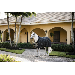Cobertura de estábulo Horseware Rhino 350g VL Preto / xadrez branco cinza Cobertura de estábulo Horseware Rhino 350g VL Preto / xadrez branco cinza