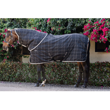 Cobertura de estábulo Horseware Rhino 350g VL Preto / xadrez branco cinza Cobertura de estábulo Horseware Rhino 350g VL Preto / xadrez branco cinza
