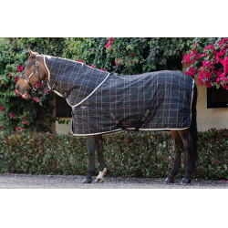 Cobertura de estábulo Horseware Rhino 350g VL Preto / xadrez branco cinza Cobertura de estábulo Horseware Rhino 350g VL Preto / xadrez branco cinza