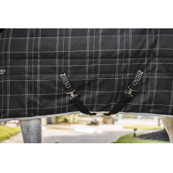 Cobertura de estábulo Horseware Rhino 350g VL Preto / xadrez branco cinza Cobertura de estábulo Horseware Rhino 350g VL Preto / xadrez branco cinza