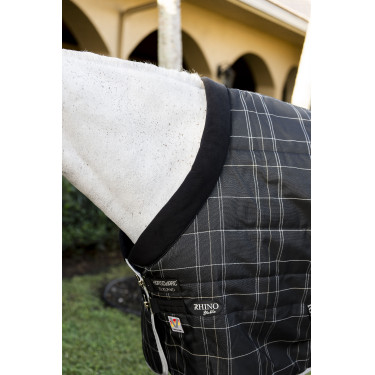 Cobertura de estábulo Horseware Rhino 350g VL Preto / xadrez branco cinza Cobertura de estábulo Horseware Rhino 350g VL Preto / xadrez branco cinza