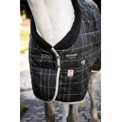 Cobertura de estábulo Horseware Rhino 350g VL Preto / xadrez branco cinza Cobertura de estábulo Horseware Rhino 350g VL Preto / xadrez branco cinza