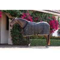 Cobertura de estábulo Horseware Rhino Pónei 100g Preto / xadrez branco cinza