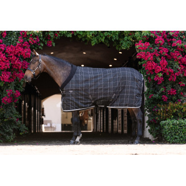 Cobertura de estábulo Horseware Rhino Pónei 100g Preto / xadrez branco cinza