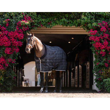 Cobertura de estábulo Horseware Rhino Pónei 100g Preto / xadrez branco cinza