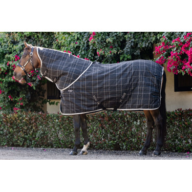 Cobertura de estábulo Horseware Rhino Pónei 100g Preto / xadrez branco cinza