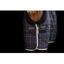 Cobertura de estábulo Horseware Rhino Pônei 250g VL Preto / xadrez branco cinza