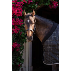 Cobertura de estábulo Horseware Rhino Pônei 250g VL Preto / xadrez branco cinza
