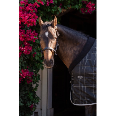 Cobertura de estábulo Horseware Rhino Pônei 250g VL Preto / xadrez branco cinza