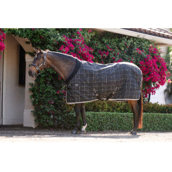 Cobertura de estábulo Horseware Rhino Pônei 250g VL Preto / xadrez branco cinza
