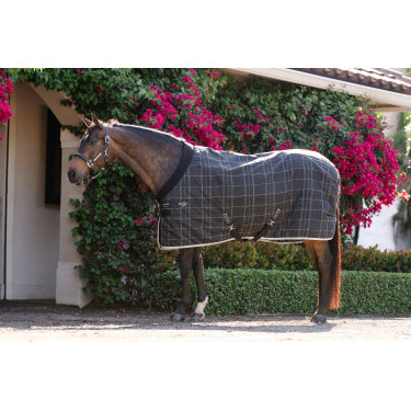 Cobertura de estábulo Horseware Rhino Pônei 250g VL Preto / xadrez branco cinza