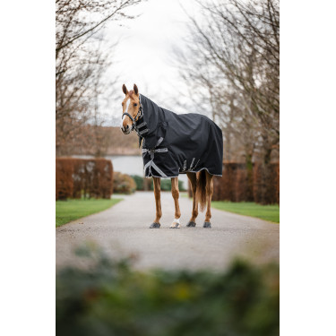 Capa Horseware Amigo 1200D Integrated Turnout 0g Preto / cinza titânio / prata Capa Horseware Amigo 1200D Integrated Turnout 0g Preto / cinza titânio / prata