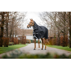 Capa Horseware Amigo 1200D Integrated Turnout 250g Preto / cinza titânio / prata Capa Horseware Amigo 1200D Integrated Turnout 250g Preto / cinza titânio / prata