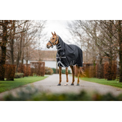 Capa Horseware Amigo 1200D Integrated Turnout 50g Preto / cinza titânio / prata