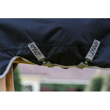 Capa Horseware Amigo 1200D Pônei Turnout 50g Preto / cinza titânio / prata