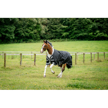 Capa Horseware Amigo 1200D Turnout 250g Preto / cinza titânio / prata